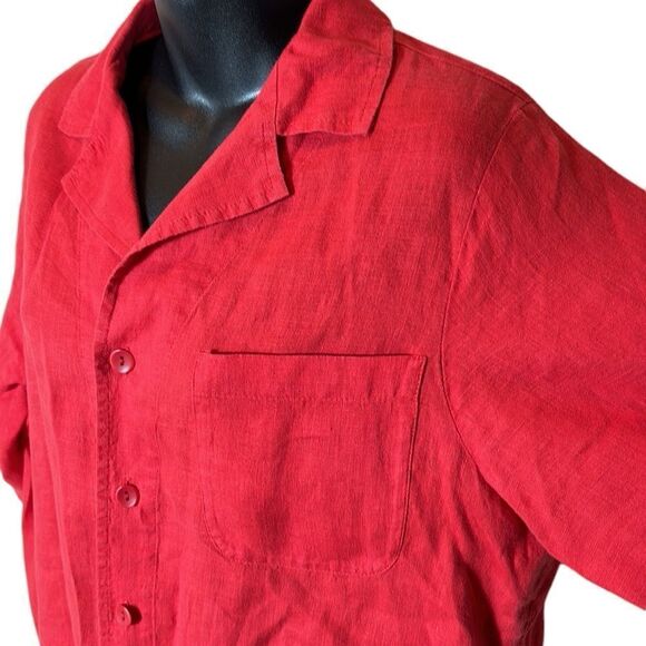 Flax mens button up 100% linen shirt size P lightweight summer - Picture 2 of 5